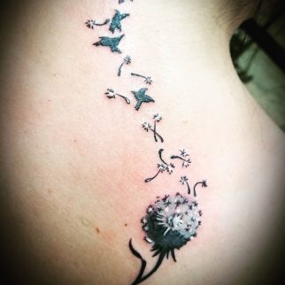 Tattoo Dandelion and birds